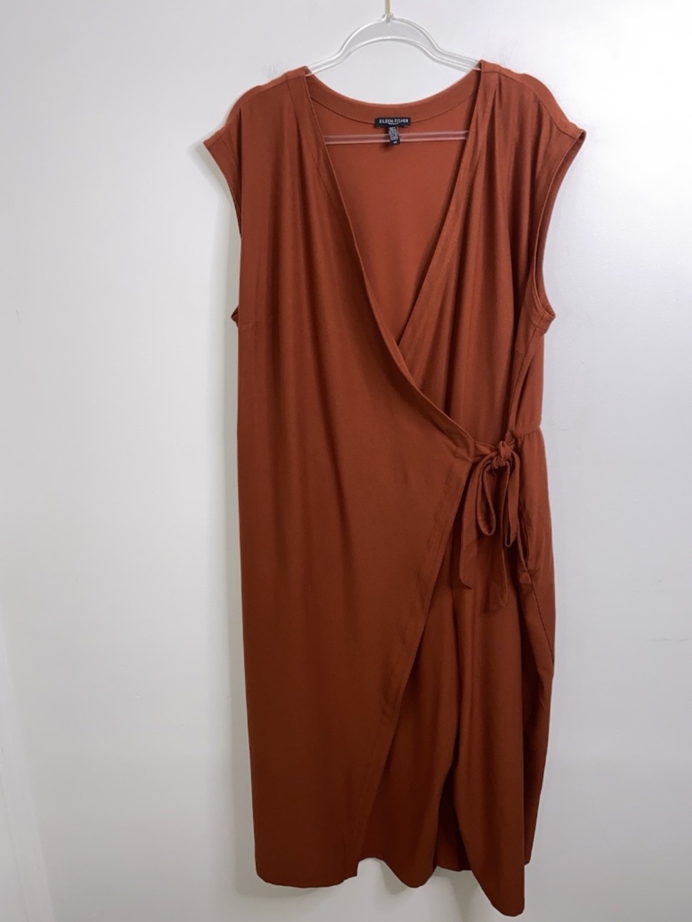 Eileen Fisher Deep Pekoe Brown Wrap Crop Wide Leg Jumpsuit Plus Size 2X Comfy